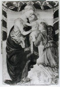 Die Jungfrau und das Kind mit einem Engel von Sandro Botticelli